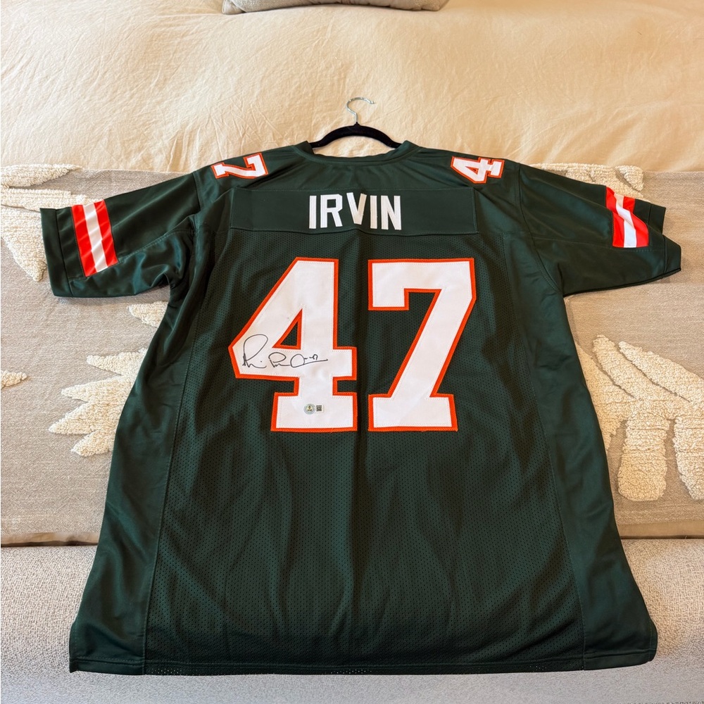 Men's Green #47 Irvin Football Jersey - Autographed
